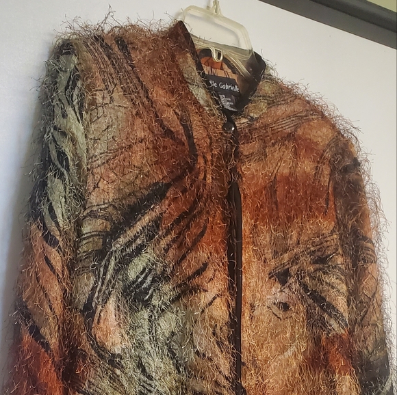 Mlle Gabriel Tiger Giraffe Jungle Print Eyelash Cardigan Size 16 - Picture 3 of 9